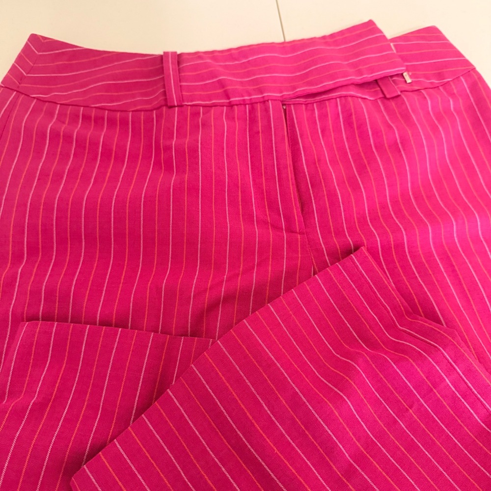 Metrostyle Pink Pinstripe Wide Leg Career Pants Womens 10P Fuchsia Wool Blend